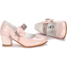 Kiko 752 Rugan Günlük Kız Çocuk 4 cm Topuk Babet Ayakkabı Pudra