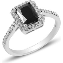 Söğütlü Silver Gümüş Rodyumlu Pırlanta Montürlü Onix Baget Taşlı Yüzük