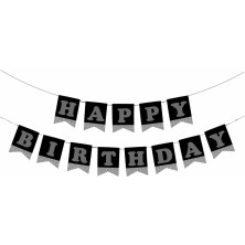 Kikajoy Ki̇kajoy Harf Afi̇ş Happy Bi̇rthday Si̇yah Gümüş