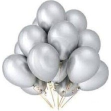 Dipak Gümüş Renk Metalik Balon (100 Adet)