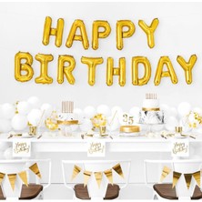 Dipak Gold Renk Happy Birthday Set Folyo Balon (13 Adet)