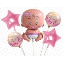 Dipak Pembe Baby Gril Folyo Balon Set (5 Adet)