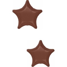 Dipak Parlak Yıldız Şekil Kahverengu Folyo Balon (2 Adet)