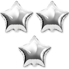 Dipak Parlak Yıldız Şekil Gümüş Folyo Balon (3 Adet)