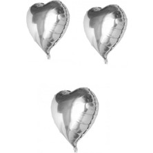 Dipak Parlak Kalp Şekil Gümüş Folyo Balon (3 Adet)