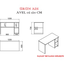 Kalender Dekor Avel Mayra 120 cm Çalışma Masası Takımı