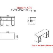 Kalender Dekor Avel-Twins Snow 145 cm Çalışma Masası Takımı