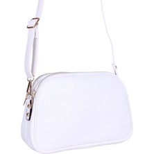 Bagacar 1228 Beyaz Suni Deri Bayan Çapraz Omuz Çantası