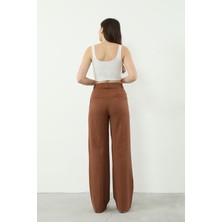 Foremia Retro Palazzo Pantolon-Kahve