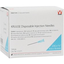 Kruuse Enjektör Iğnesi 0.6 x 16 Mm. Mavi (23G x 5/8) 100 Adet