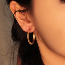 Adil Idil Kuyumculuk 14 Ayar Kalem Desenli Halka Küpe