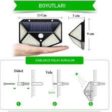 Hubstein Hareket Sensörlü Solar Güneş Enerjili Bahçe Lambası Dış Mekan Aydınlatma Aplik Kamp 100 LED