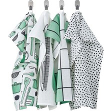 IKEA Kurulama bezi beyaz-yeşil pamuk 45 x 60 cm 4adet mutfak havlusu