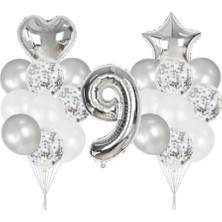 Dipak Gümüş Renk 9 Yaş Balon Seti