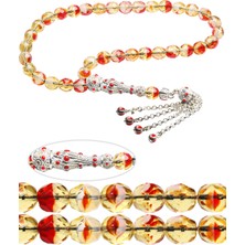 Tesbih Atölyesi Beyaz Kırmızı Mineli Telkari Püsküllü Kırmızı Kuvars Tesbih