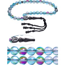 Tesbih Atölyesi Siyah Nikel Püsküllü Mavi Doğal Kuvars Tesbih