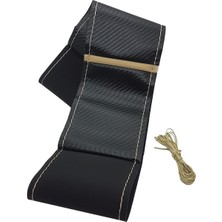 Gürler Oto Aksesuar Dikmeli Direksiyon Kılıfı Noktalı-Karbon Bej Yüzüklü-Bej Ipli