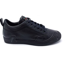 Marcomen Siyah Deri Erkek Sneaker Ayakkabı