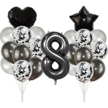 Dipak  Siyah/gümüş Renk 8 Yaş Balon Seti