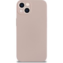 Kzy Apple iPhone 13 Mini Kapak Kamera Korumalı Içi Kadife Lansman Silikon Kılıf - Pudra