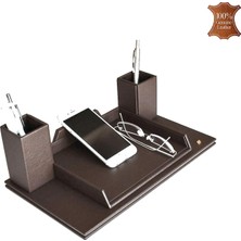 Tabac 362-39 Hakiki Deri Masa Üstü Telefon ve Gözlük Tutucu Koyu Kahve