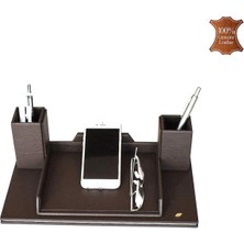 Tabac 362-39 Hakiki Deri Masa Üstü Telefon ve Gözlük Tutucu Koyu Kahve
