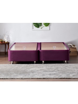 Niron Purple Baza 150X200 cm Çift Kişilik Sandıklı Mor Kumaş Baza Silinebilir Soho Kumaş