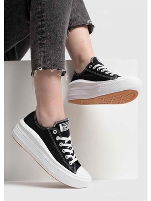 Converse All Star Siyah Beyaz Kalın Yüksek Taban Ayakkabı 570256C V5