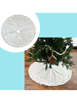 F Fityle Noel Ağacı Etek Dekor Kat Mat Peluş Halı Halı Için Tatil Yeni Yıl Beyaz 90 cm