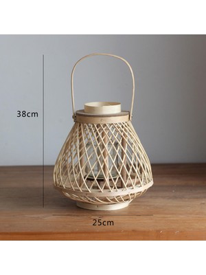 Kesoto Bambu Rattan Fener El Dokuma  Süs 25X38 cm (Yurt Dışından)