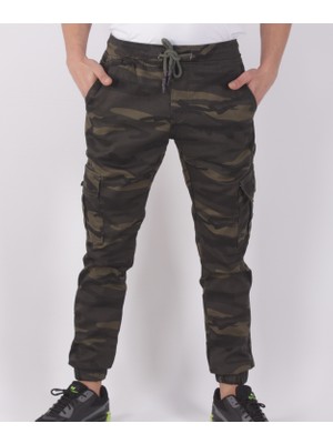 Black Steel Slim Fit,bel ve Paça Lastikli,kargo Cepli Kamuflaj Desen PANTOLON-91000