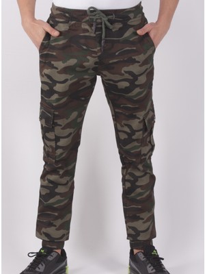 Black Steel Slim Fit,bel ve Paça Lastikli,kargo Cepli Kamuflaj Desen PANTOLON-91000