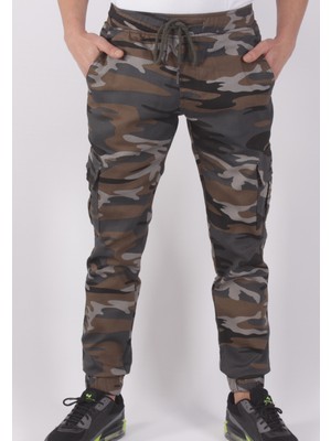 Black Steel Slim Fit,bel ve Paça Lastikli,kargo Cepli Kamuflaj Desen PANTOLON-91000