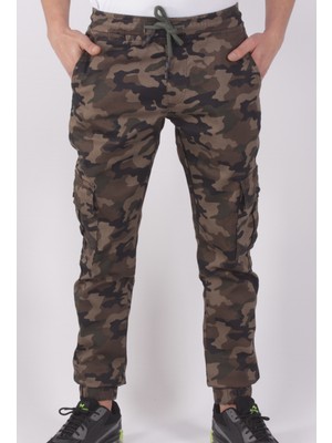 Black Steel Slim Fit,bel ve Paça Lastikli,kargo Cepli Kamuflaj Desen PANTOLON-91000