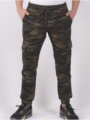 Black Steel Slim Fit,bel ve Paça Lastikli,kargo Cepli Kamuflaj Desen PANTOLON-91000