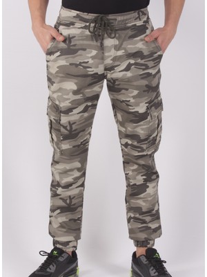 Black Steel Slim Fit,bel ve Paça Lastikli,kargo Cepli Kamuflaj Desen PANTOLON-91000