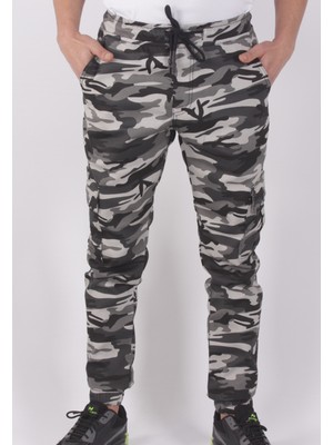 Black Steel Slim Fit,bel ve Paça Lastikli,kargo Cepli Kamuflaj Desen PANTOLON-91000