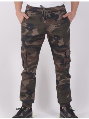 Black Steel Slim Fit,bel ve Paça Lastikli,kargo Cepli Kamuflaj Desen PANTOLON-91000