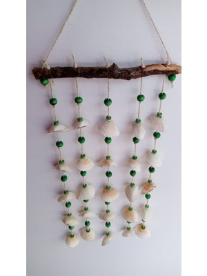 Emily Samy Yeşil Boncuklu Deniz Kabuğu Figürlü Rüzgar Gülü