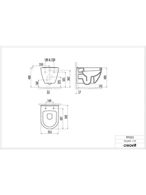 Creavit TP325 Asma Klozet + Yeni Slim Yavaş Kapanır Kapak KC5000-ORJİNAL