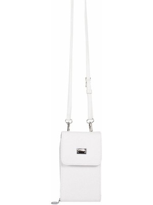 Silver Polo Beyaz Üç Bölmeli Kadın Çapraz Askılı Telefon Cüzdanı SP889