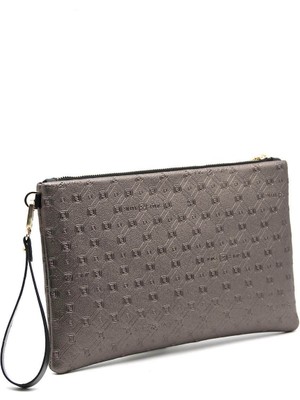 Silver Polo Silver  Polo Kadın Portföy  Clutch Platin - Siyah NV1034