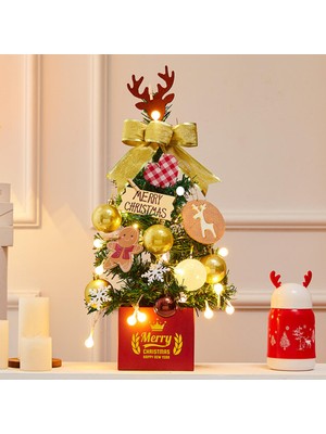 Prettyia Noel Ağacı Mini Aydınlık Gerçekçi Yapay Işıklar Masaüstü Altın Yay (Yurt Dışından)