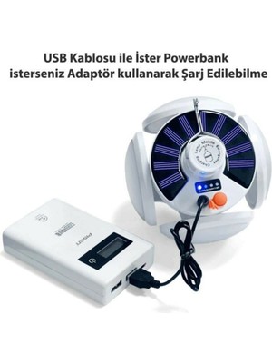 OEM Solar Güneş Enerji ve USB Sarjlı 5 Kanatlı Bahçe Aydınlatma LED Askılı Pratik Kamp Lamba