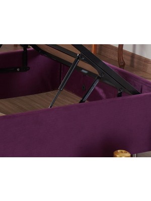 Niron Violet Baza ve Başlık Seti 150X200 cm Çift Kişilik Sandıklı Mor Kumaş Baza ve Başlığı