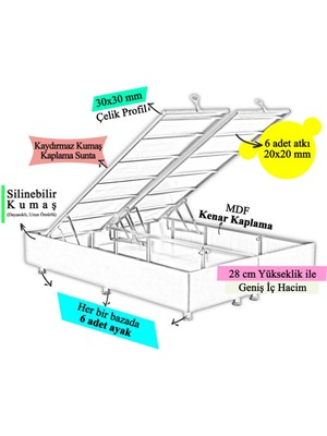 Niron Silver Baza ve Başlık Seti 150X200 cm Çift Kişilik Kaydırmaz Kumaşlı Gri Keten Baza ve Başlığı Lüks Baza ve Başlık Takımı