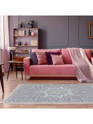 Alanur Home Eko Trend Djt Halı Yıkanabilir Kaymaz Taban 1304 Modern Pembe