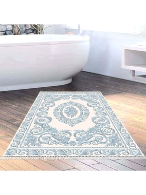 Alanur Home Eko Trend Djt Banyo Paspası Yıkanabilir Kaymaz Taban 747 Klasik Mavi