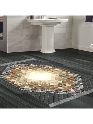 Alanur Home Eko Trend Djt Banyo Paspası Yıkanabilir Kaymaz Taban 759 Patchwork Siyah