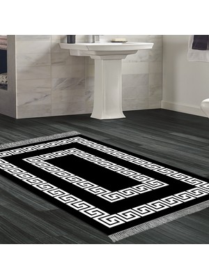 Alanur Home Eko Trend Djt Banyo Paspası Yıkanabilir Kaymaz Taban 650m Modern Siyah